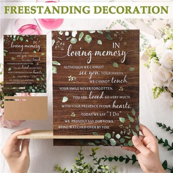 Memorial Table Sign for Wedding, Wedding Wooden Decorations for Reception - Picture 3 of 6